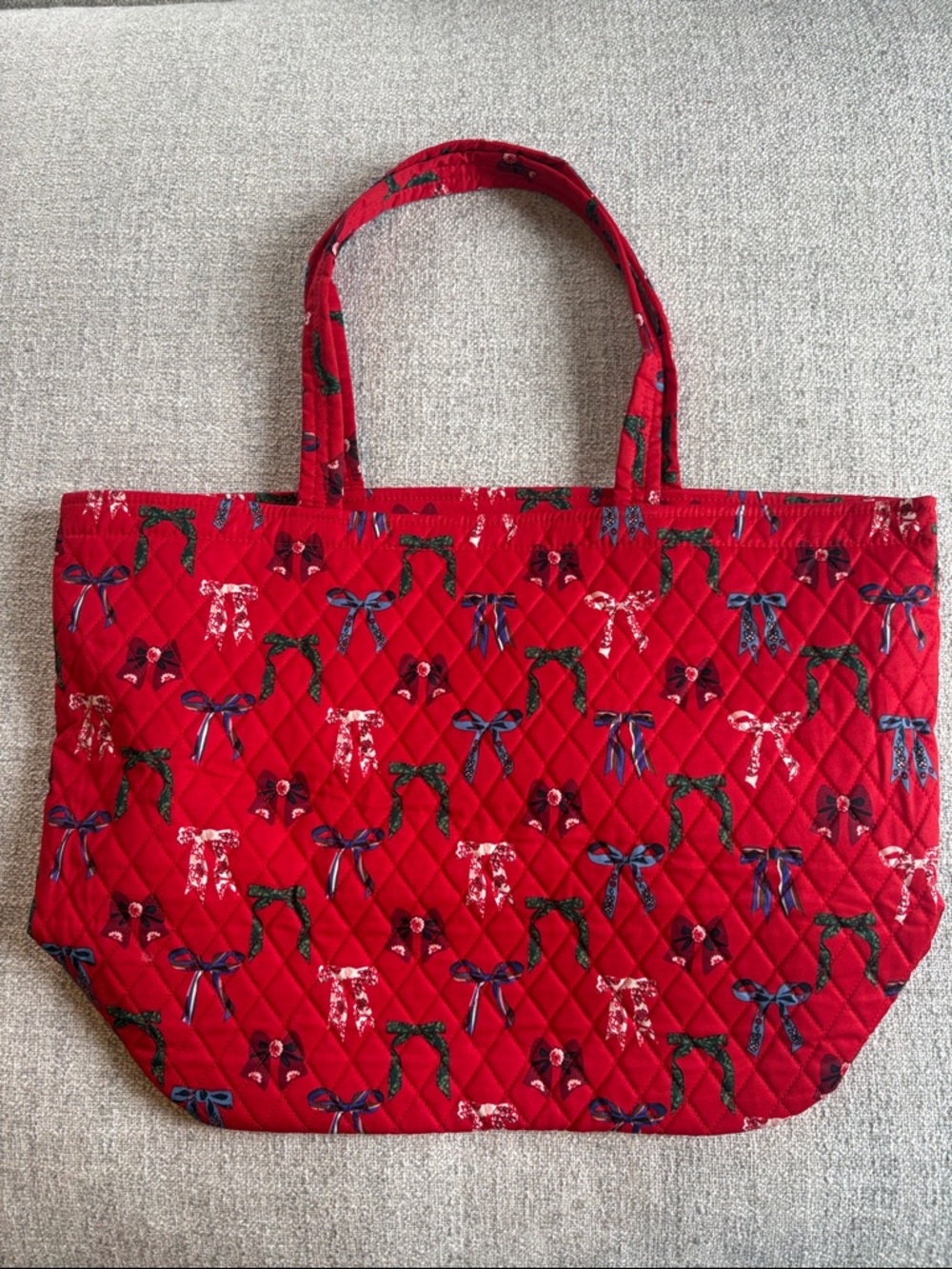 Vera Bradley Quilted Red Bow Print Tote Bag
